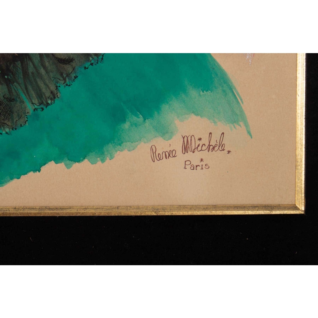 Aquarelle, Belle Epoque, 1900-1920, Signée Renée Michèle, Paris | Biron Aquarelle, Belle Epoque, 1900-1920, Signée Renée Michèle, Paris