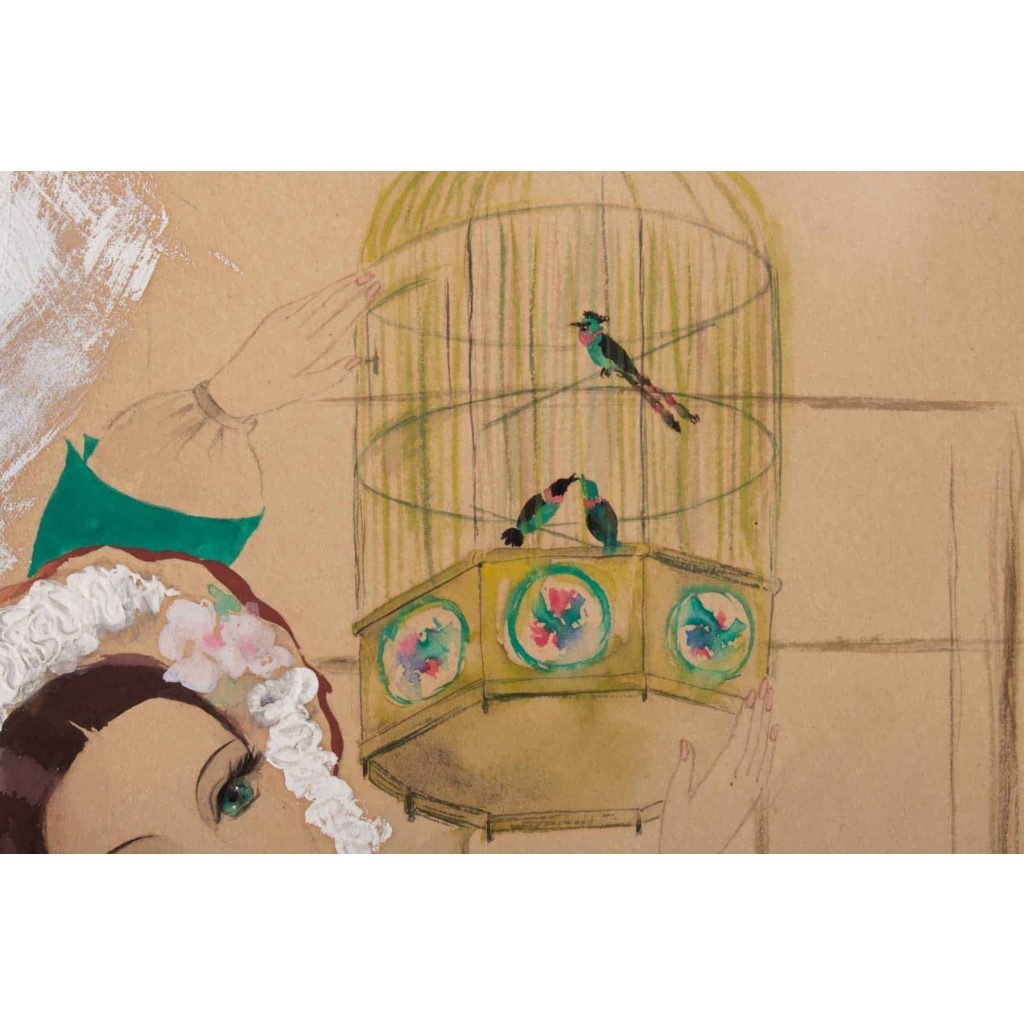 Aquarelle, Belle Epoque, 1900-1920, Signée Renée Michèle, Paris | Biron Aquarelle, Belle Epoque, 1900-1920, Signée Renée Michèle, Paris