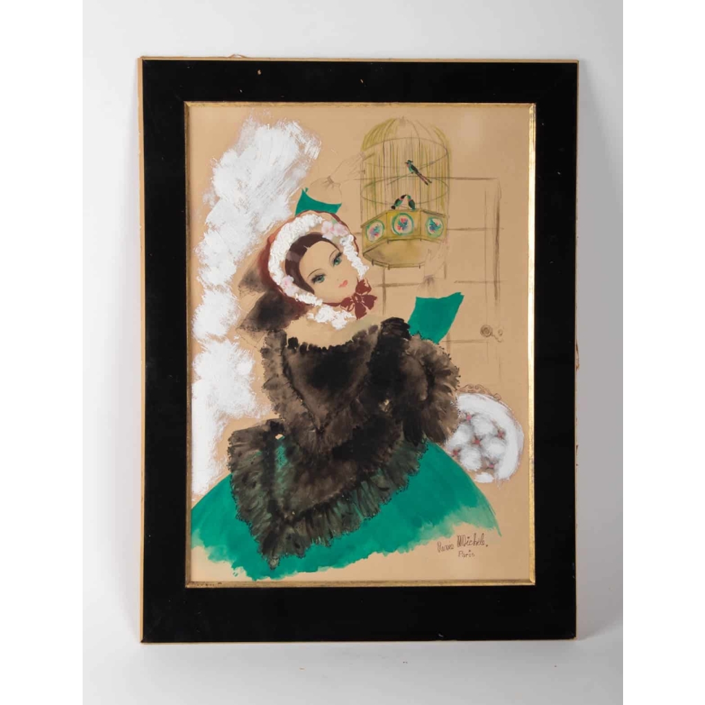 Aquarelle, Belle Epoque, 1900-1920, Signée Renée Michèle, Paris | Biron Aquarelle, Belle Epoque, 1900-1920, Signée Renée Michèle, Paris