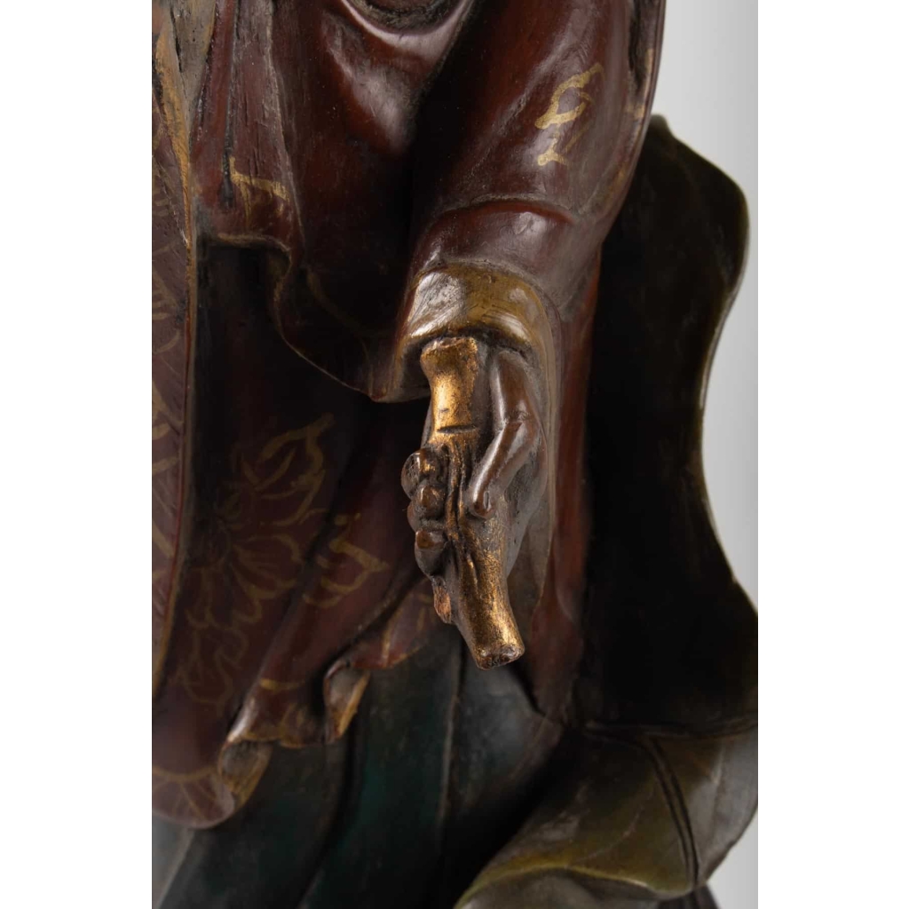 Guanyin en Bois Sculpté et Polichromie, Chine | Biron Guanyin en Bois Sculpté et Polichromie, Chine