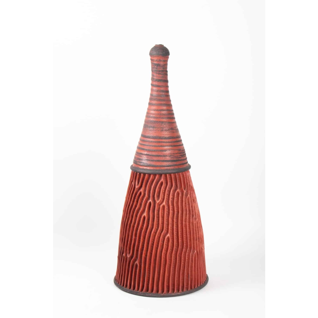 Bouteille strie par Emmanuel Peccatte ( 1974 – 2015 ) – céramique contemporaine | Biron ||||