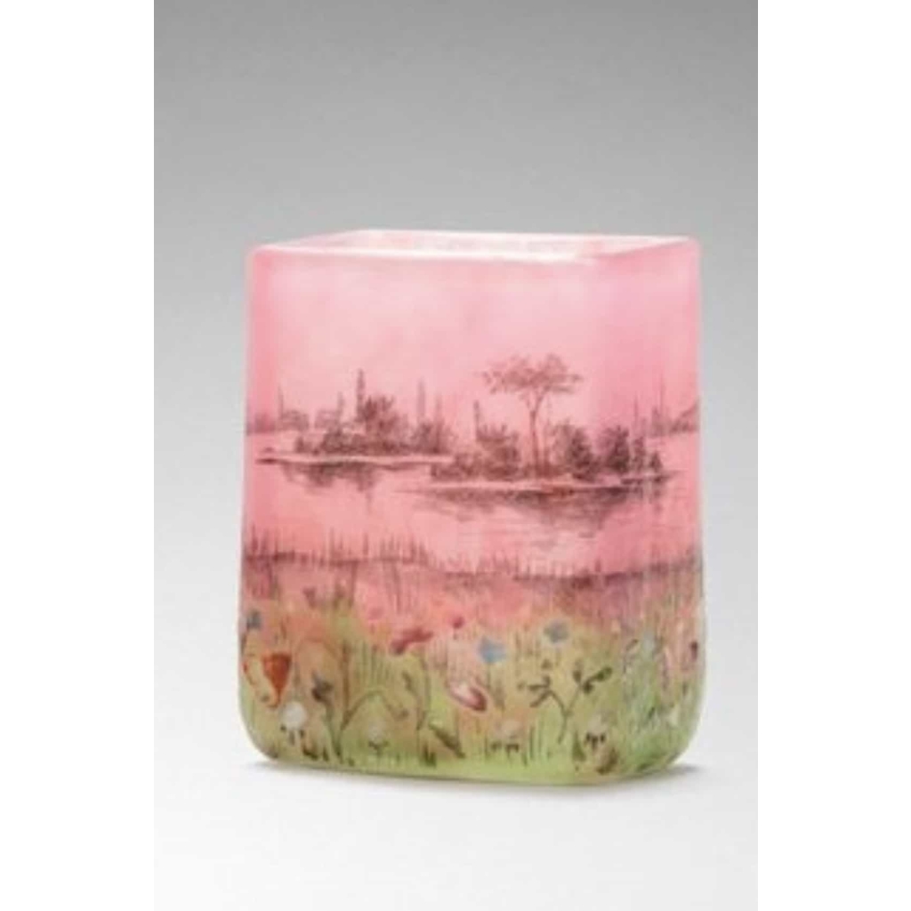 DAUM Vase miniature à corps quadrangulaire « Prairie » | Biron |||||||||