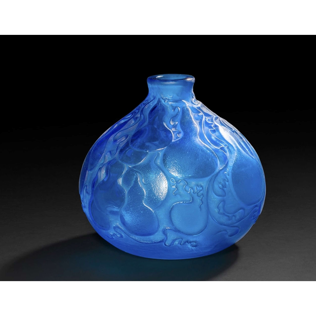 RENÉ LALIQUE Vase « Courges » Bleu Electrique | Biron ||||