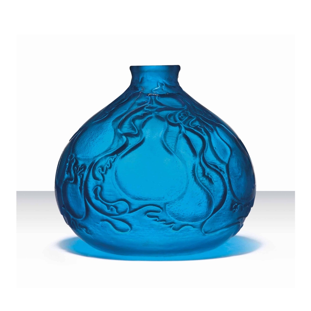 RENÉ LALIQUE Vase « Courges » Bleu Electrique | Biron RENÉ LALIQUE Vase "Courges" Bleu Electrique