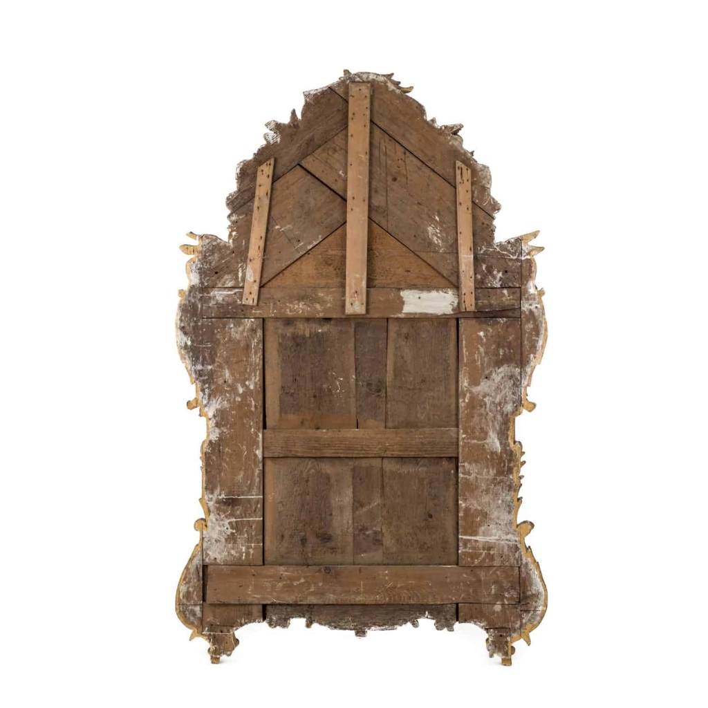 Grand miroir Régence à parcloses en bois doré, XVIIIème siècle | Biron Grand miroir Régence à parcloses en bois doré, XVIIIème siècle