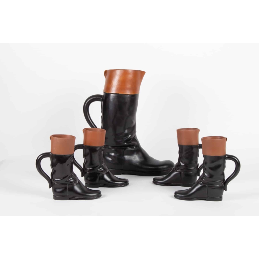 Bottes cavalière formant chopes par Pol Chambost ( 1906 – 1983 ), céramique année 50 | Biron ||||||