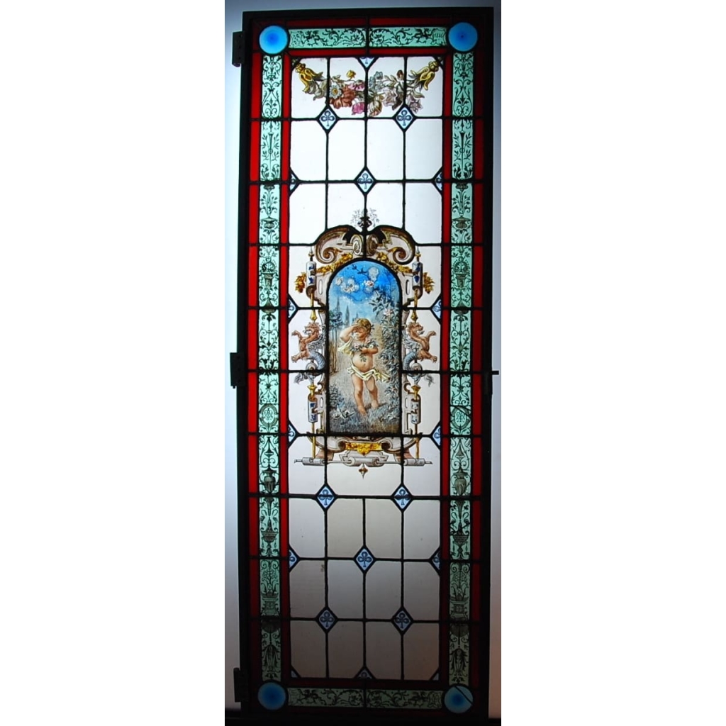 Vitraux les 4 saisons signés Manigot et Pizzagali daté 1886 | Biron Vitraux les 4 saisons signés Manigot et Pizzagali daté 1886