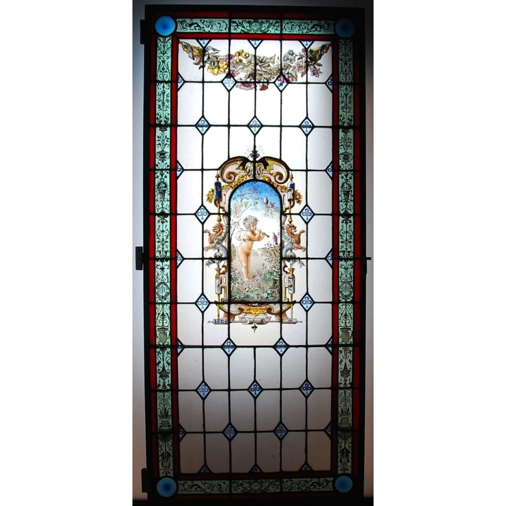 Vitraux les 4 saisons signés Manigot et Pizzagali daté 1886 | Biron Vitraux les 4 saisons signés Manigot et Pizzagali daté 1886