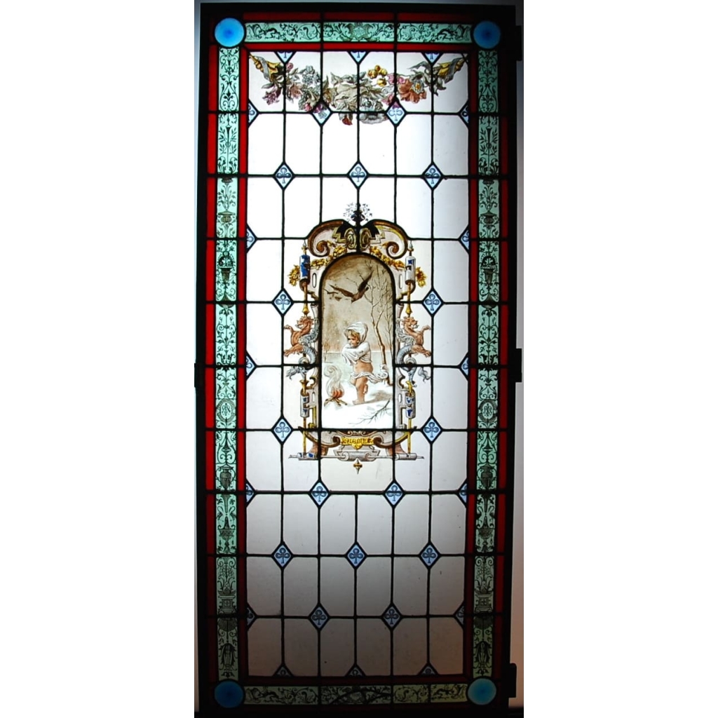 Vitraux les 4 saisons signés Manigot et Pizzagali daté 1886 | Biron Vitraux les 4 saisons signés Manigot et Pizzagali daté 1886