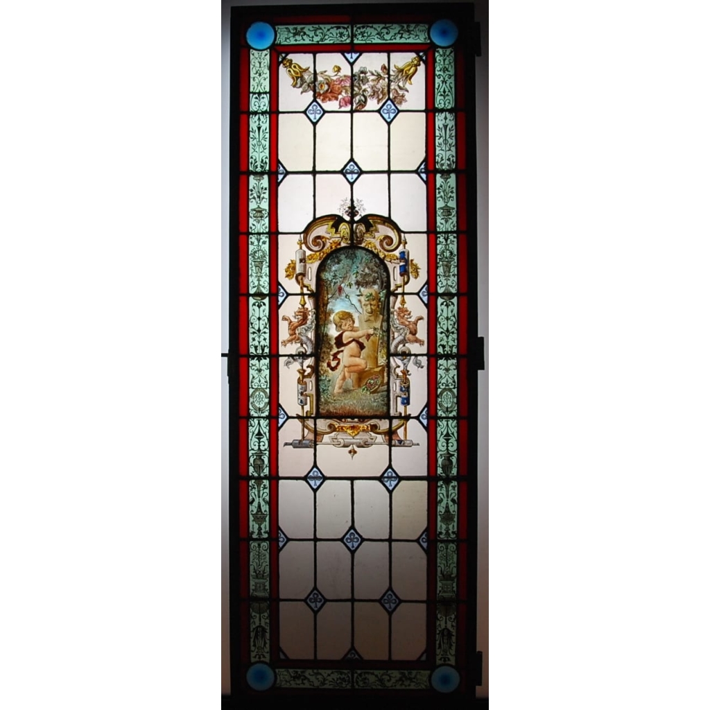 Vitraux les 4 saisons signés Manigot et Pizzagali daté 1886 | Biron Vitraux les 4 saisons signés Manigot et Pizzagali daté 1886