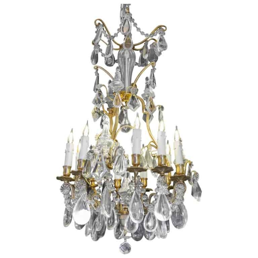 Lustre En Cristal Du XIXème Siècle, Bronze Doré, Epoque Napoléon III, Style Louis XV | Biron ||||||||||