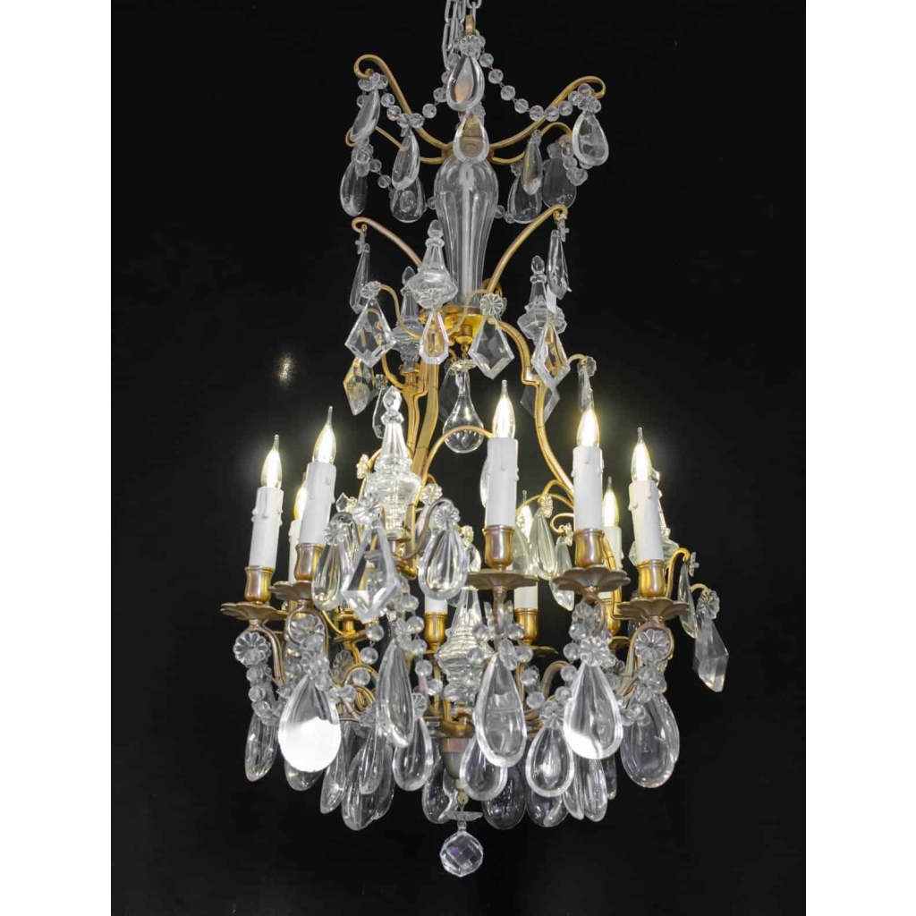 Lustre En Cristal Du XIXème Siècle, Bronze Doré, Epoque Napoléon III, Style Louis XV | Biron Lustre En Cristal Du XIXème Siècle, Bronze Doré, Epoque Napoléon III, Style Louis XV