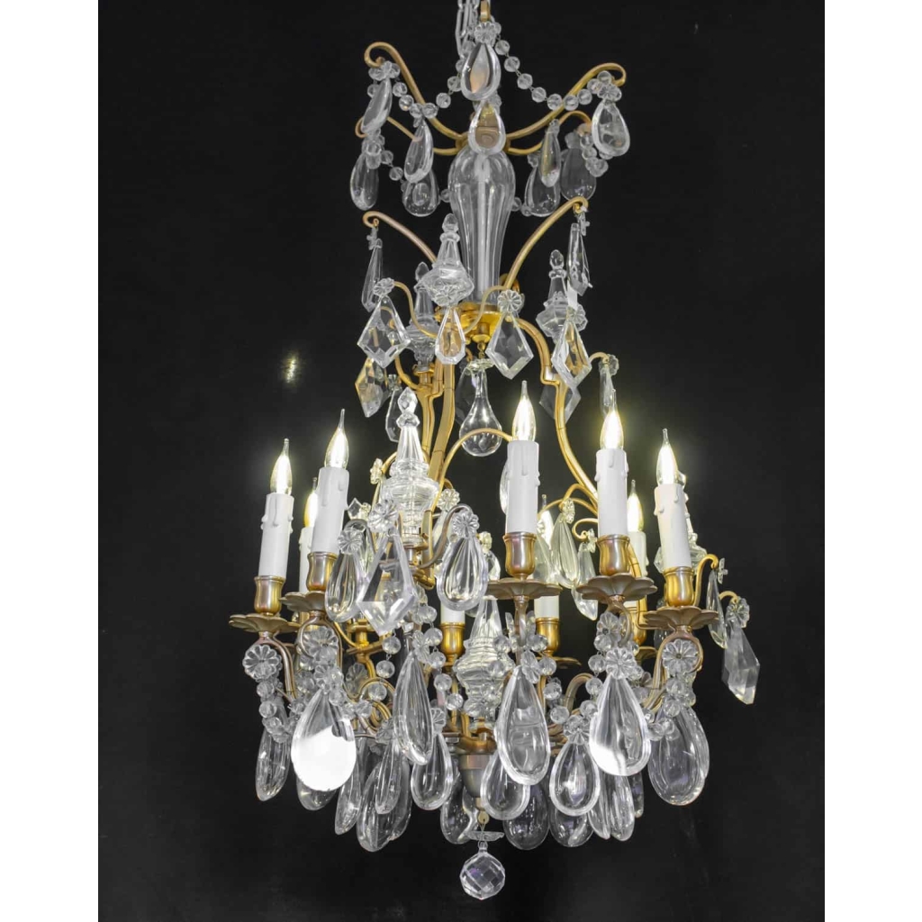 Lustre En Cristal Du XIXème Siècle, Bronze Doré, Epoque Napoléon III, Style Louis XV | Biron Lustre En Cristal Du XIXème Siècle, Bronze Doré, Epoque Napoléon III, Style Louis XV