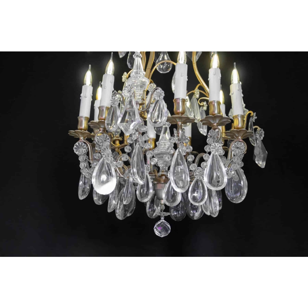 Lustre En Cristal Du XIXème Siècle, Bronze Doré, Epoque Napoléon III, Style Louis XV | Biron Lustre En Cristal Du XIXème Siècle, Bronze Doré, Epoque Napoléon III, Style Louis XV