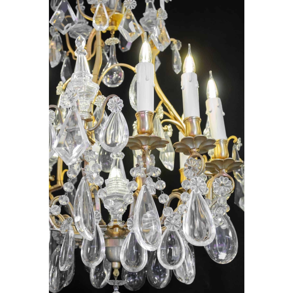 Lustre En Cristal Du XIXème Siècle, Bronze Doré, Epoque Napoléon III, Style Louis XV | Biron Lustre En Cristal Du XIXème Siècle, Bronze Doré, Epoque Napoléon III, Style Louis XV