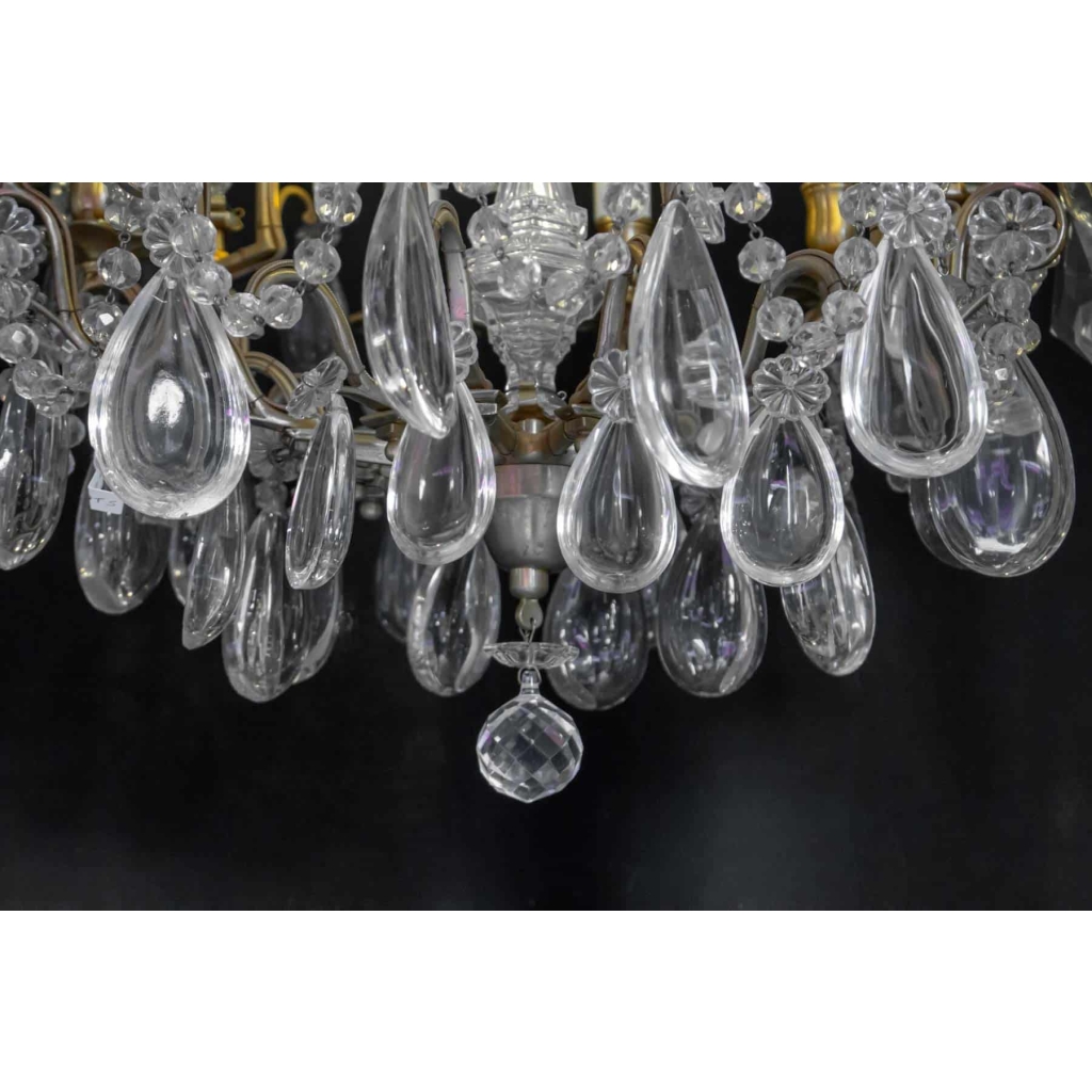 Lustre En Cristal Du XIXème Siècle, Bronze Doré, Epoque Napoléon III, Style Louis XV | Biron Lustre En Cristal Du XIXème Siècle, Bronze Doré, Epoque Napoléon III, Style Louis XV