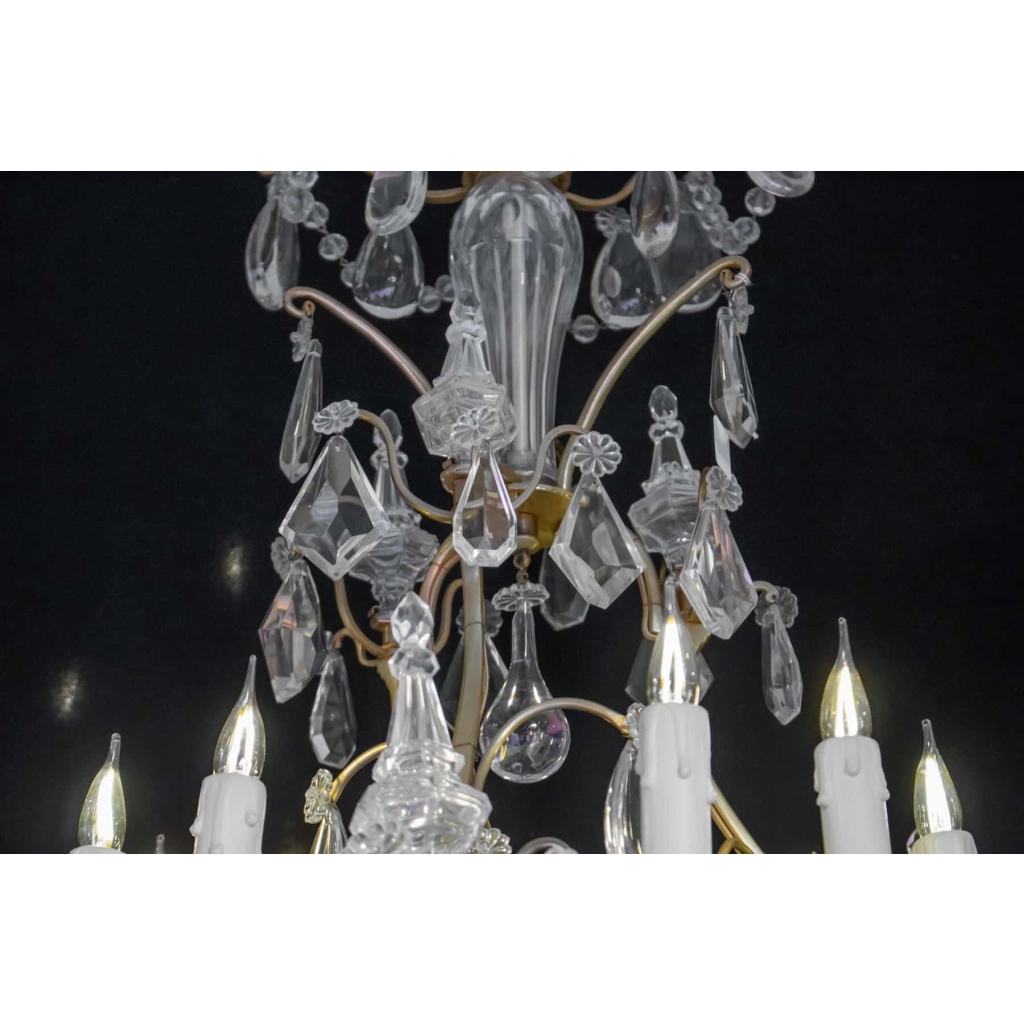 Lustre En Cristal Du XIXème Siècle, Bronze Doré, Epoque Napoléon III, Style Louis XV | Biron Lustre En Cristal Du XIXème Siècle, Bronze Doré, Epoque Napoléon III, Style Louis XV