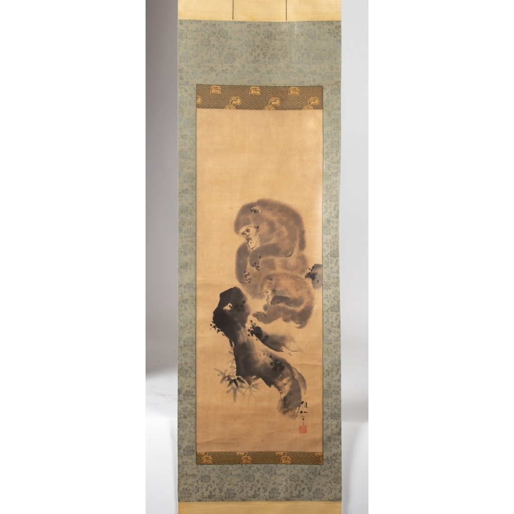 Mori Sosen (森 狙仙), Japan 1747 – August 18, 1821, Painting of Two Monkeys, Kakemono (Hanging Scroll), Ink on Paper | Biron Mori Sosen (森 狙仙), Japan 1747 – August 18, 1821, Painting of Two Monkeys, Kakemono (Hanging Scroll), Ink on Paper