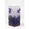 Daum Nancy :Vase à Décor de « Violettes » Emaillées à Section Carrée | Biron Daum Nancy :Vase à Décor de "Violettes" Emaillées à Section Carrée