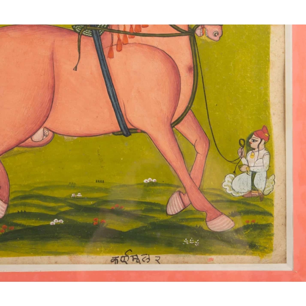 Paire De Gouaches Sur Papier, Cavaliers Et Chevaux, Inde Du Nord, Fin Du 19ème Siècle