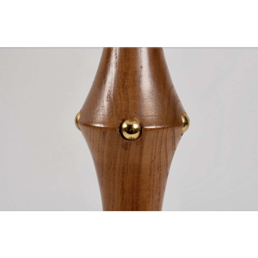 Paire de lampes de table en acajou et laiton des années 1960 | Biron Paire de lampes de table en acajou et laiton des années 1960