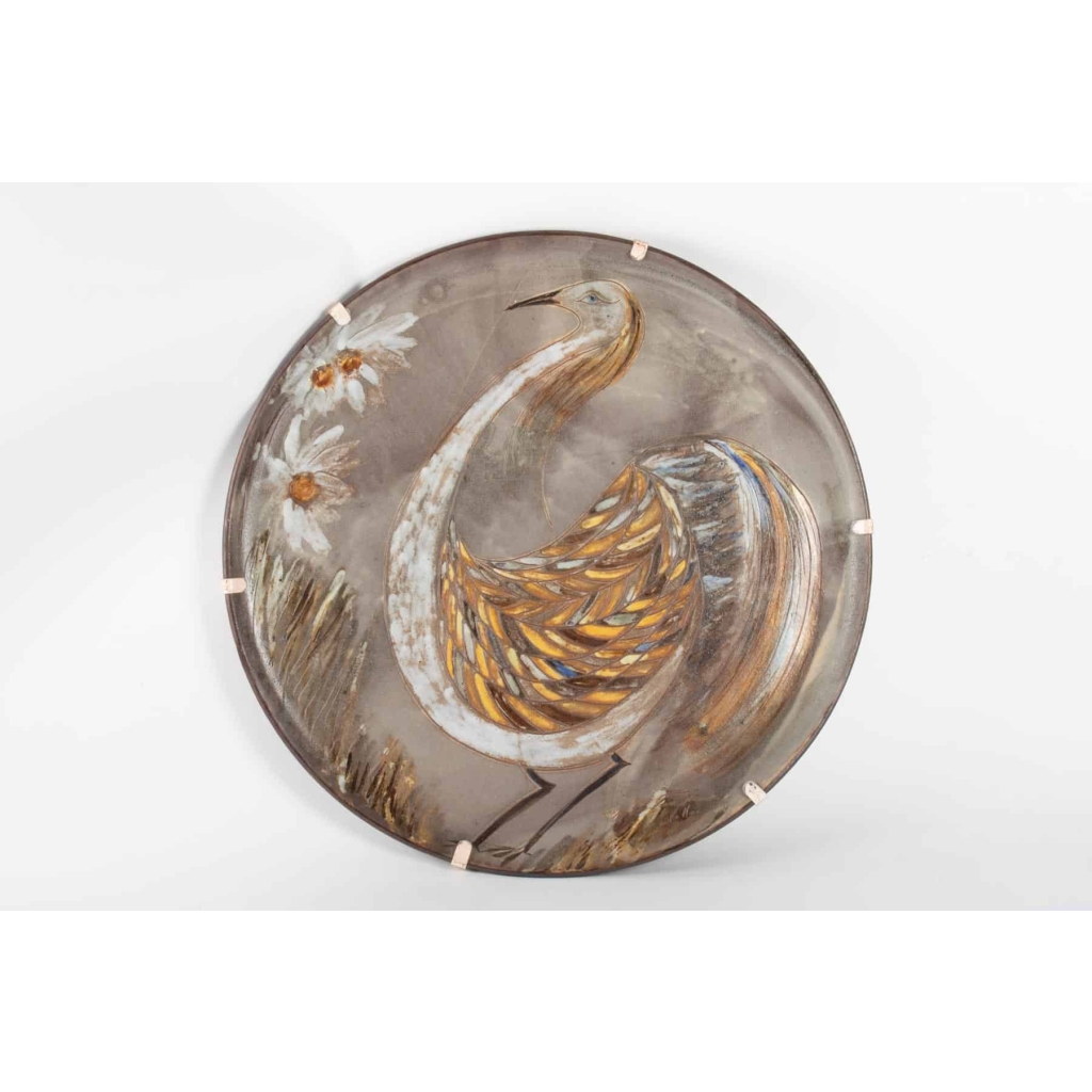 Grand plat par Alexandre Kostanda (1921 – 2006 ), céramique année 50 | Biron |||||||