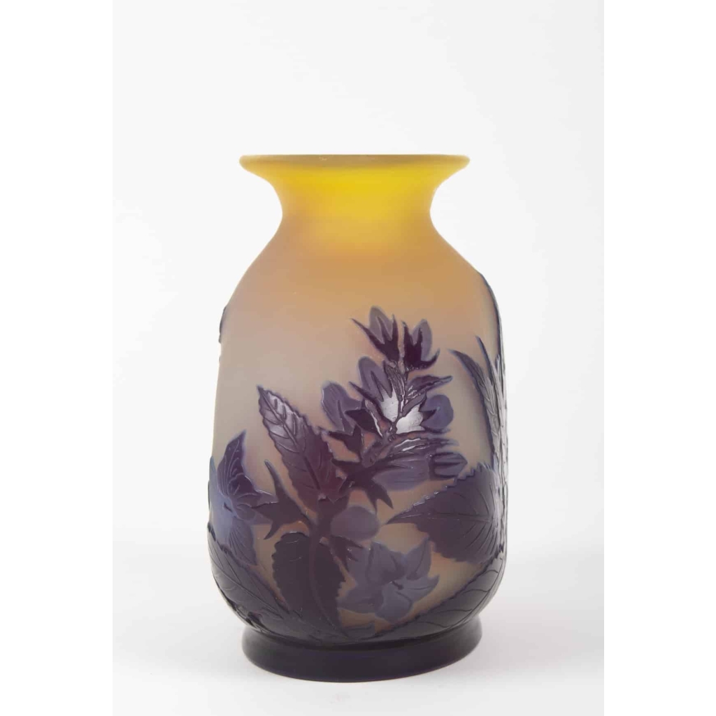 E.Gallé Vase Jaune & Bleu