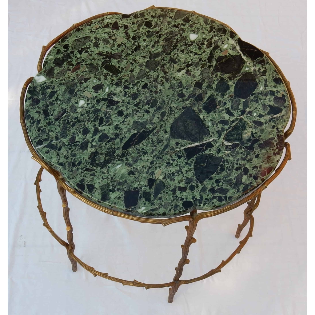 1950′ Table De Salon En Bronze Doré Décor Végétal Style Maison Charles | Biron |||||||||