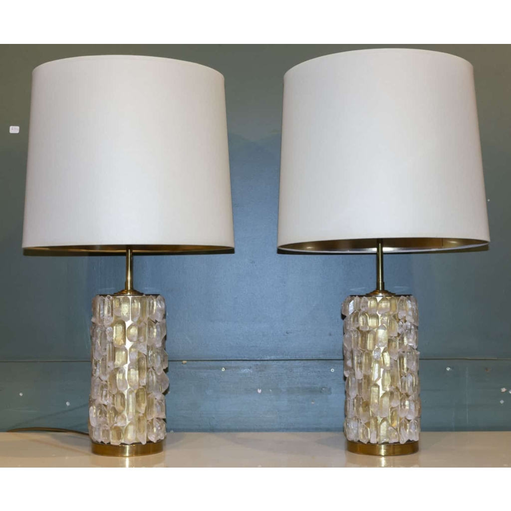 Paire de lampes en cristal de Roche. | Biron Paire de lampes en cristal de Roche.