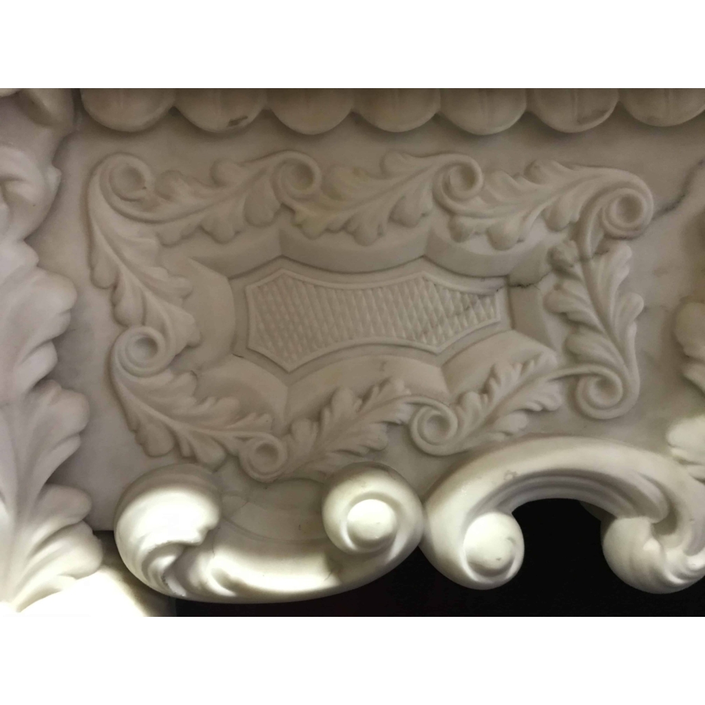 Cheminée en marbre blanc. Réf: 396 | Biron Cheminée en marbre blanc. Réf: 396