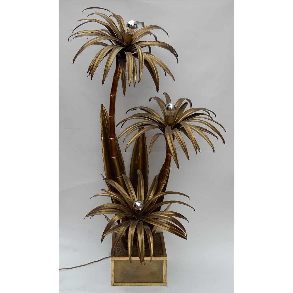 1970′ Lampadaire Palmier, en Laiton Maison Jansen 3 Tétes Style Brutaliste | Biron |||||||||||