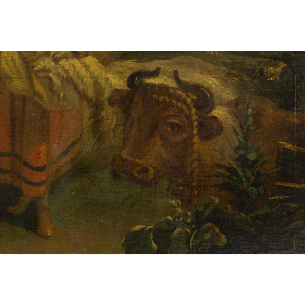 Paire de dessus de portes XVIIIe à décor champêtre