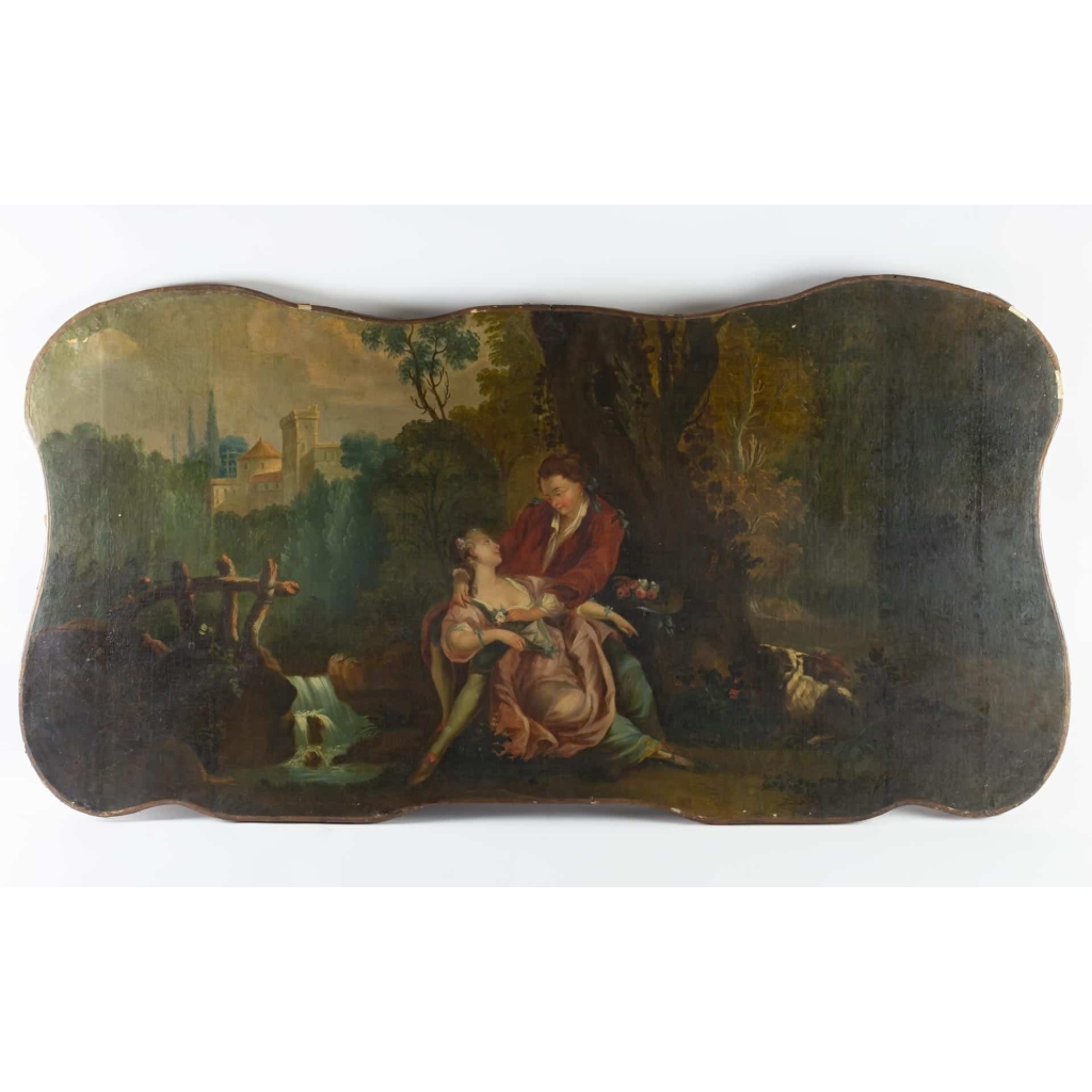 Paire de dessus de portes XVIIIe à décor champêtre