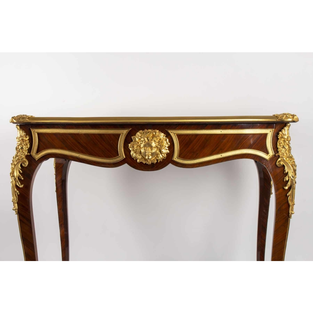Bureau plat en marqueterie 19e siècle Napoléon III | Biron Bureau plat en marqueterie 19e siècle Napoléon III