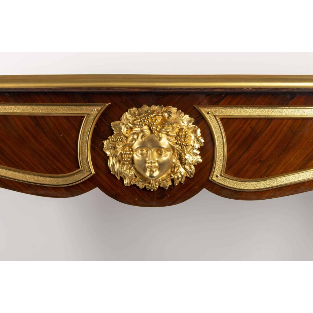 Bureau plat en marqueterie 19e siècle Napoléon III | Biron Bureau plat en marqueterie 19e siècle Napoléon III