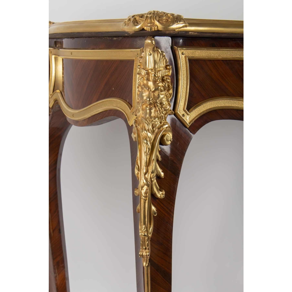 Bureau plat en marqueterie 19e siècle Napoléon III | Biron Bureau plat en marqueterie 19e siècle Napoléon III