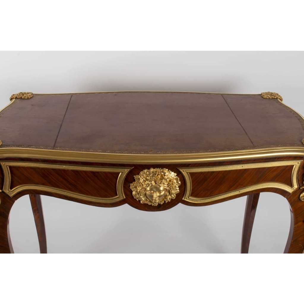 Bureau plat en marqueterie 19e siècle Napoléon III | Biron Bureau plat en marqueterie 19e siècle Napoléon III