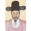Toile peinte figurant un dignitaire chinois, travail contemporain