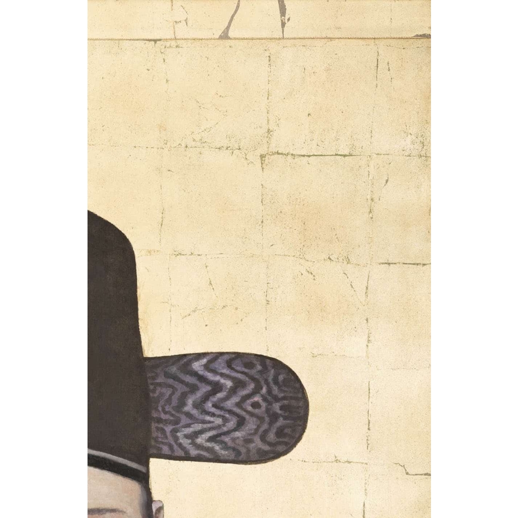 Toile peinte figurant un dignitaire chinois, travail contemporain