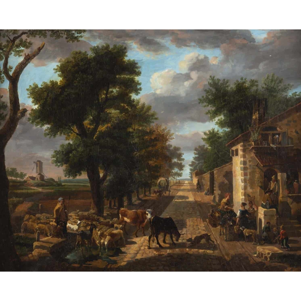 Paysage Animé Hollandais Du XVIII ème Siècle.