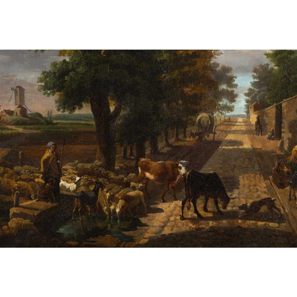 Paysage Animé Hollandais Du XVIII ème Siècle.