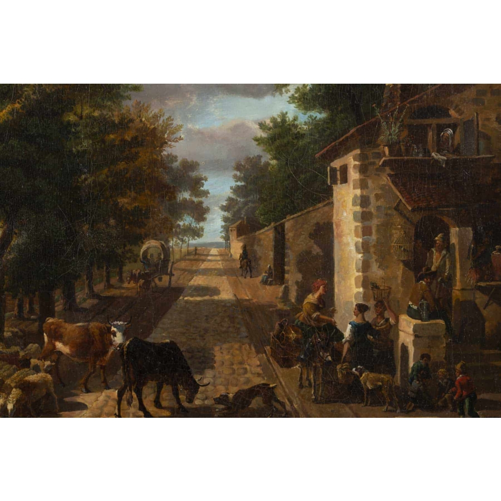 Paysage Animé Hollandais Du XVIII ème Siècle.
