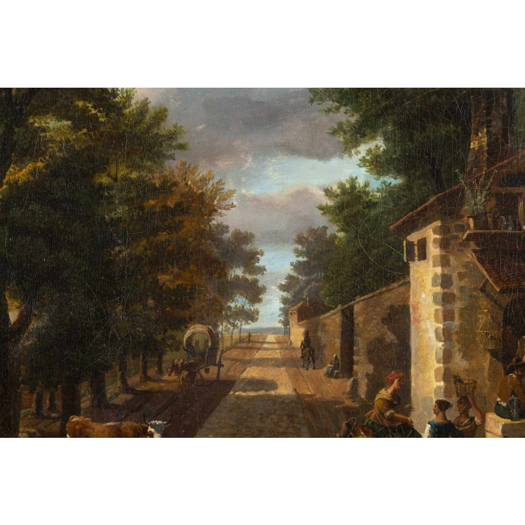Paysage Animé Hollandais Du XVIII ème Siècle.