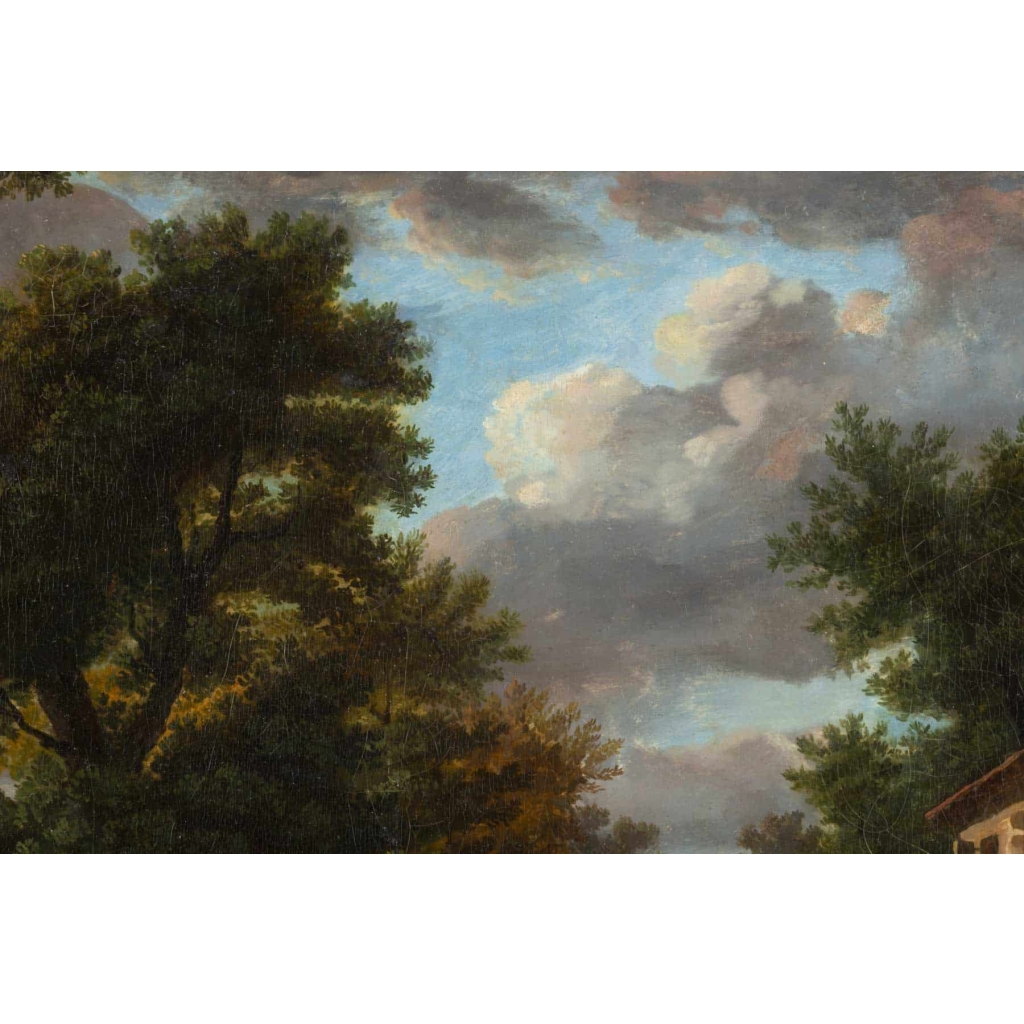 Paysage Animé Hollandais Du XVIII ème Siècle.