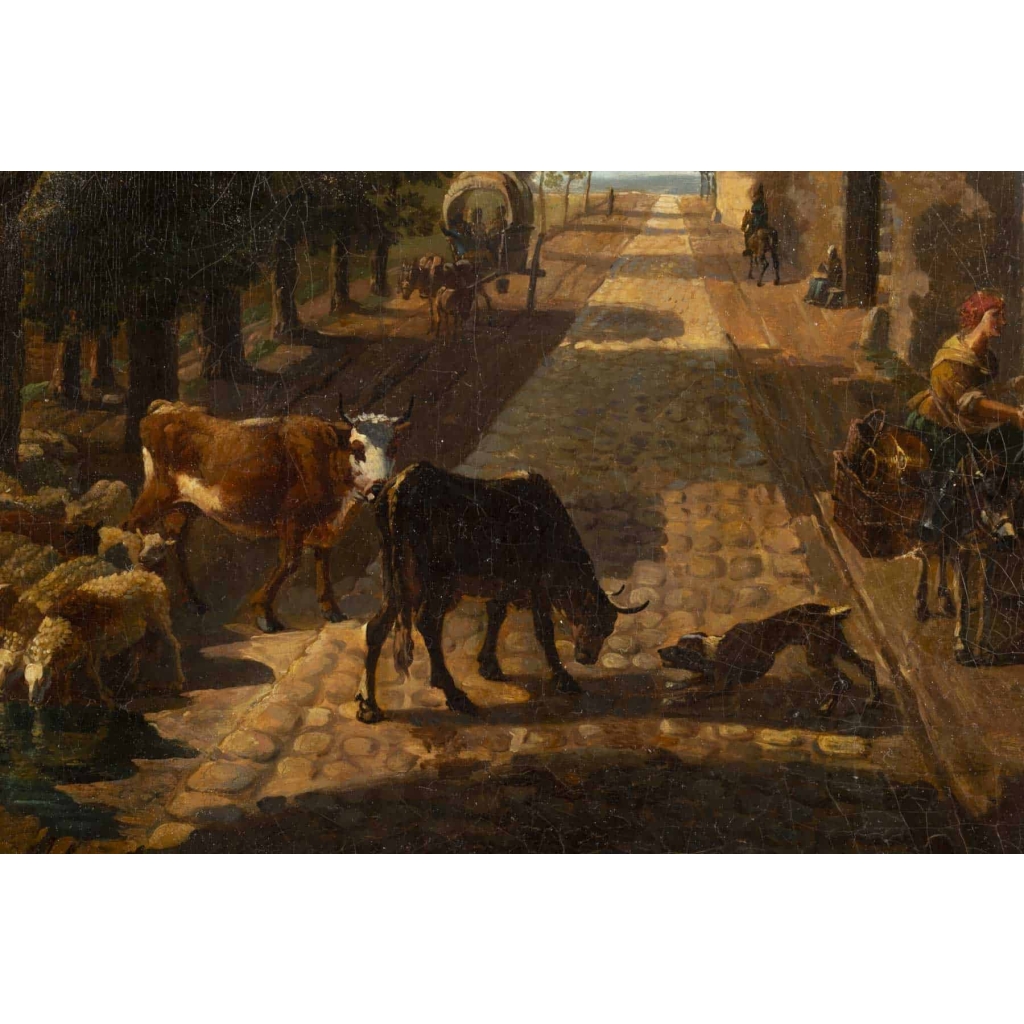 Paysage Animé Hollandais Du XVIII ème Siècle.