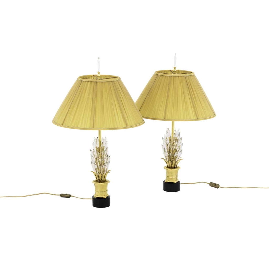 Paire de lampes aux cristaux de verre, années 1970 | Biron ||||||