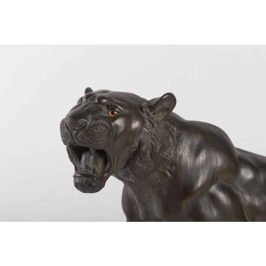 Tigre en bronze signé Joko époque Meiji | Biron |||||