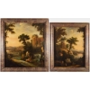 Paire de tableaux paysages italiens 18e siècle 17