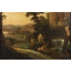 Paire de tableaux paysages italiens 18e siècle 19