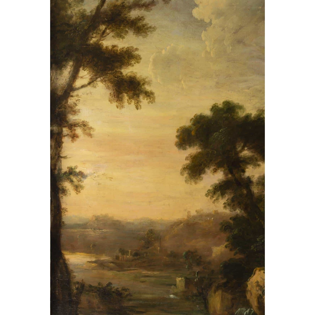 Paire de tableaux paysages italiens 18e siècle 6